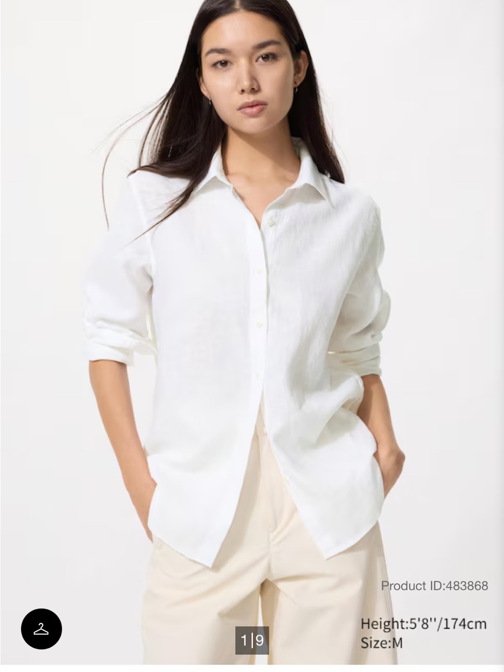 Uniqlo White Linen Button-Down Shirt